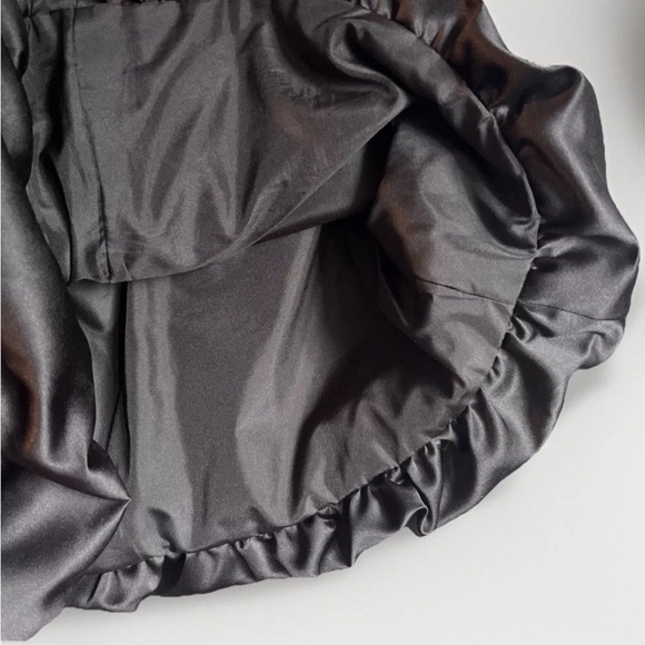 DAVID'S BRIDAL  Black Satin strapless short pick up dress Size 12 Prom Dance - Picture 6 of 8